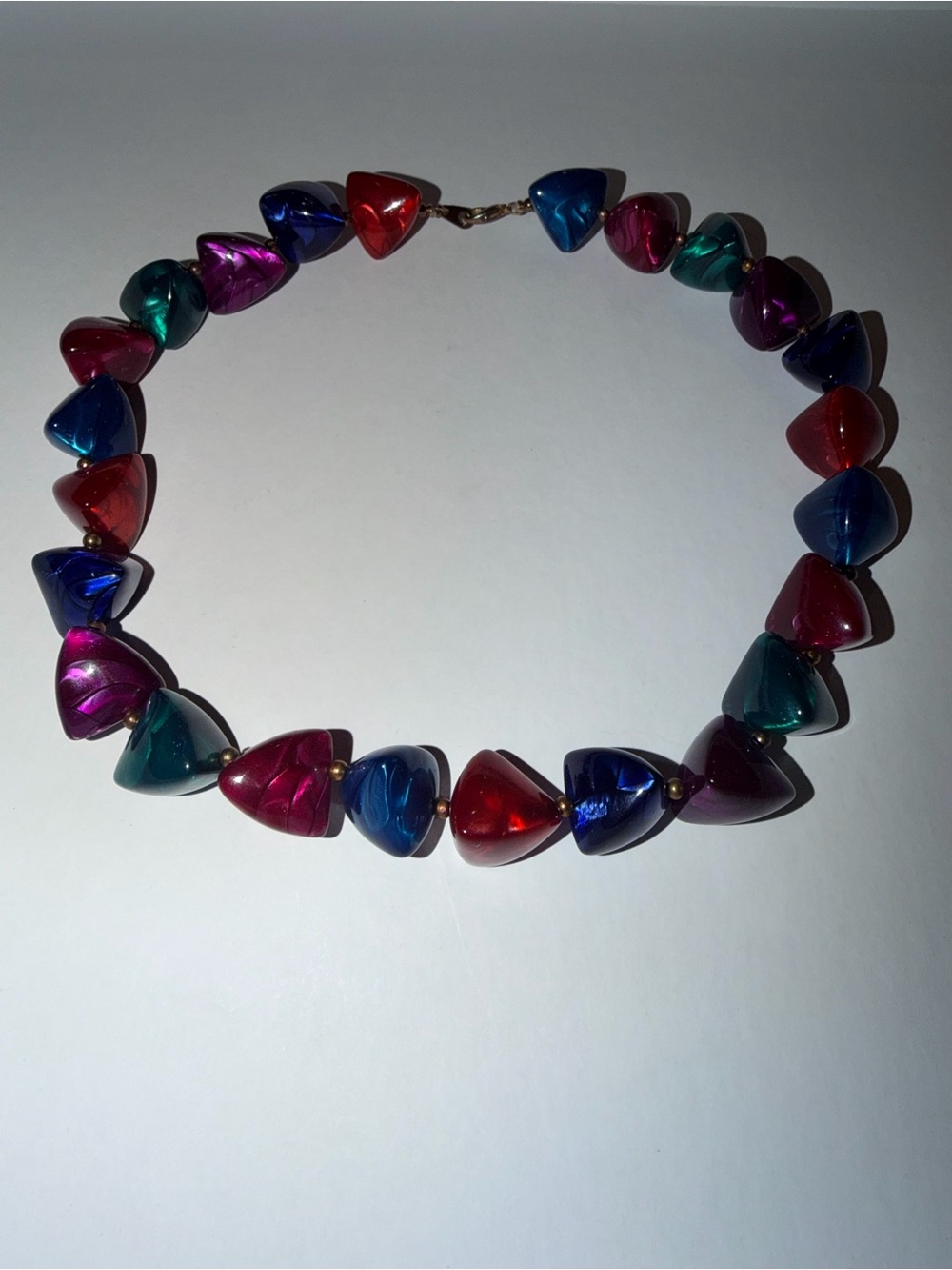 Vintage 1970’s Genuine Lucite Multicolor Marbled Chunky Beaded Necklace